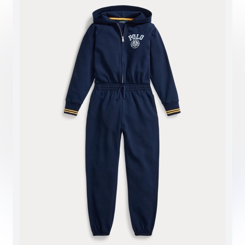 Polo Ralph Lauren Girl's Navy Logo Fleece Jumpsuit